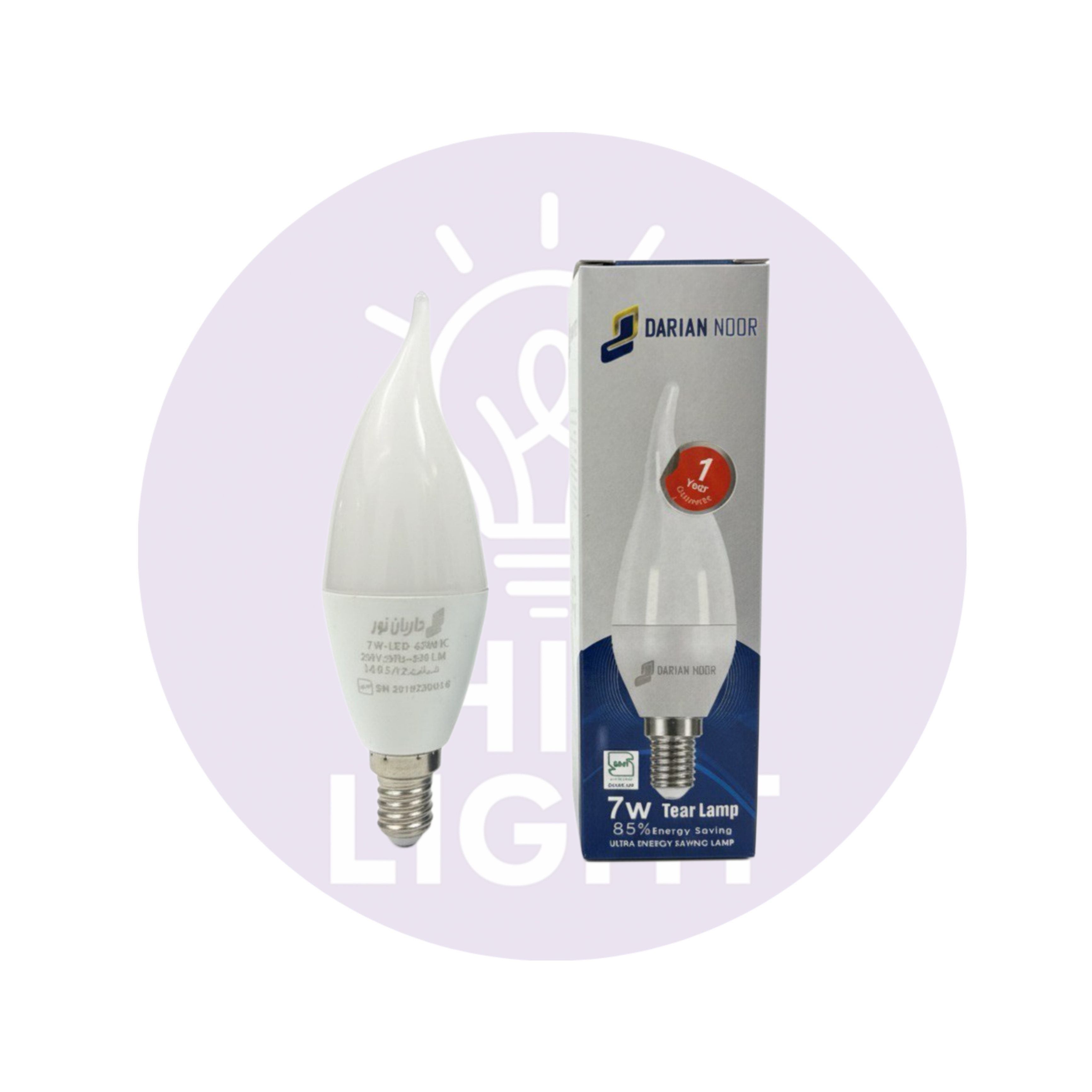 لامپ LED اشکی لوستری 7 وات داریان نور کارتن 100 عددی